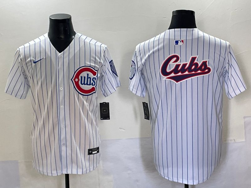 Men 2025 Chicago Cubs Blank White Stripe Fashion Nike MLB Jersey style 7035